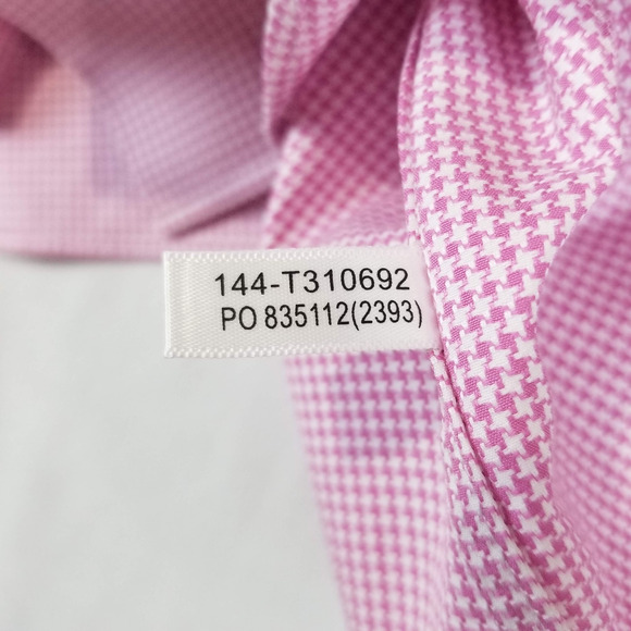 Tommy Bahama Shirt Mens Large 16 34/35 Pink Houndstooth Long Sleeve ST310692 - Picture 6 of 11